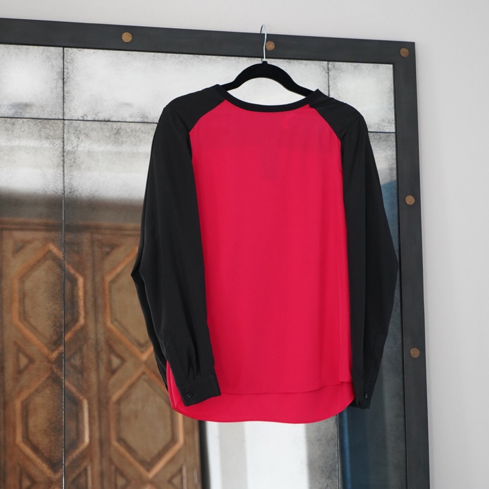 Anne Klein Silk Color Block Blouse